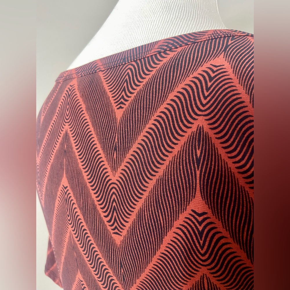 LuLaRoe Nicole Dress Red/Rust Abstract A-Line - Picture 6 of 7